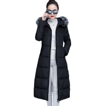 

2020 Winter New Women Down Cotton Coat Korean Long Section Fur Collar Cotton Women's Casual Plus Size Hooded Wadded Jacket E084