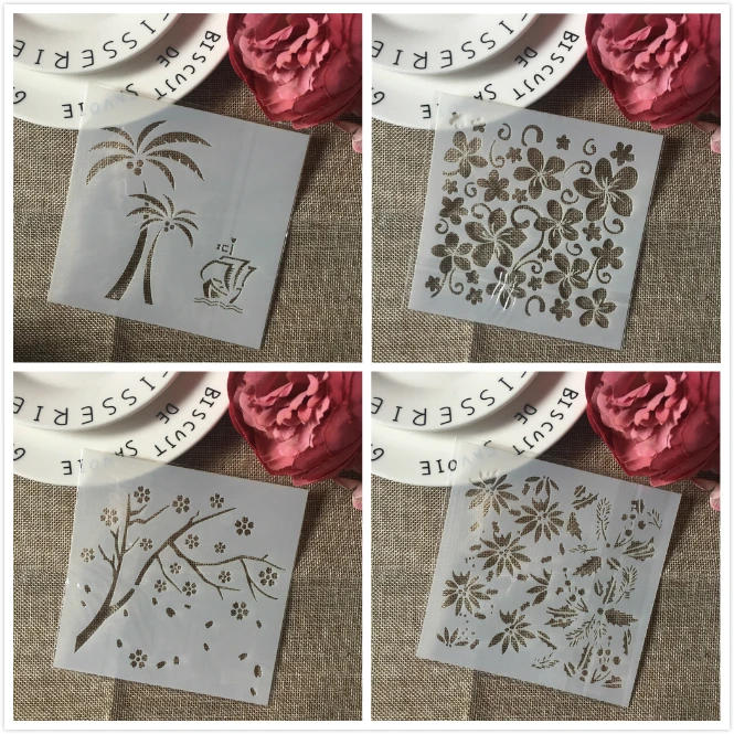 

4Pcs/Set 13cm Tree Plum Leaves DIY Layering Stencils Wall Painting Scrapbook Coloring Embossing Album Decorative Card Template