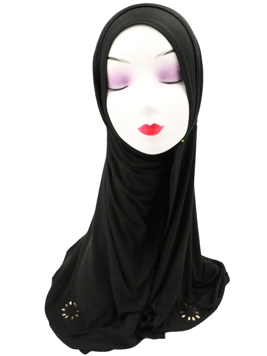Можно выбрать цвета, Просверленный хлопковый шарф, Женский вязаный мусульманский шарф с блестками, осенне-зимний длинный шарф для мусульманки