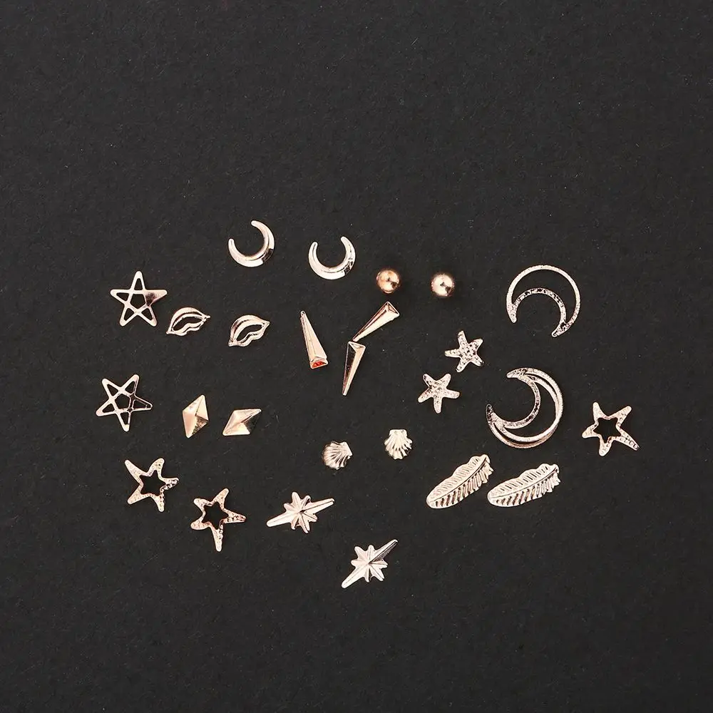 LEKGAVD заклепки из розового золота 3d-украшения для ногтей Морская звезда Луна смешанные аксессуары в колесах для творчества ногтей Стразы шпильки