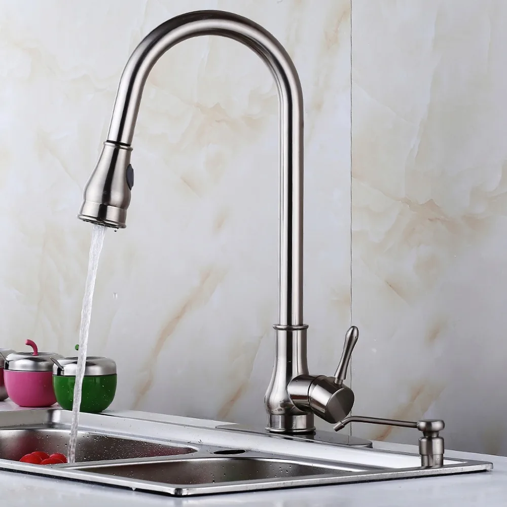 18 Contemporary Solid Brass Sink Faucet Pull Out Spray Swivel Spout Dispenser Cover Perfect for home