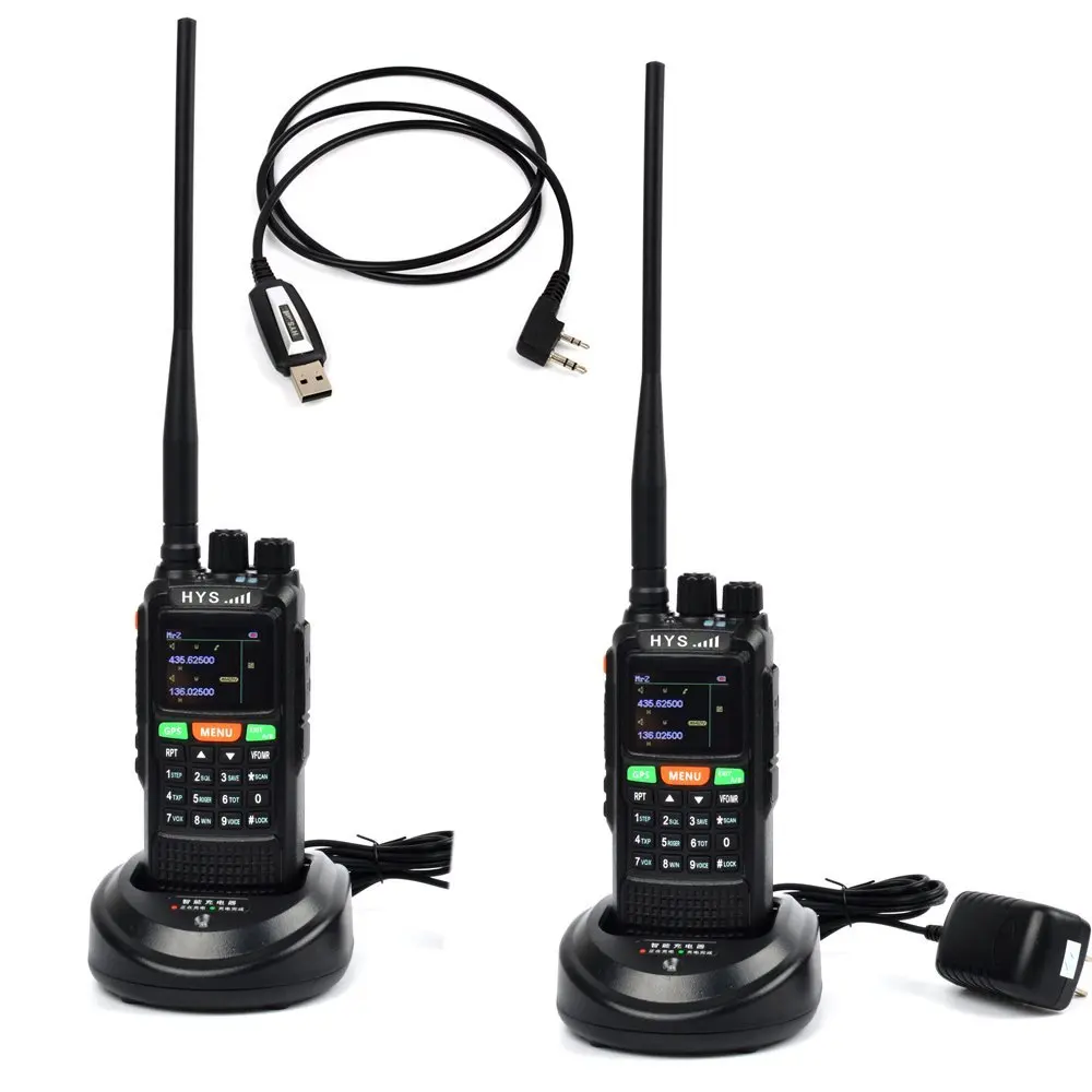 2PCS HYS 10W GPS Handheld Ham Radio 136 174Mhz&400 520 Mhz Long