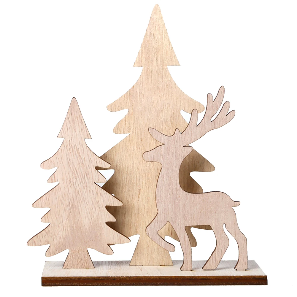 Деревянное Рождественское украшение с возможностью креативного самостоятельного выбора между ремесла сращивания рождественская ёлка, олень с принтом «Снеговик» и «олень», рождественские украшения для детей подарок украшение дома