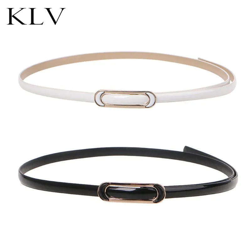 

Women Lady Fashion Narrow Belt Jeans Dress Joker Black White Slim PU Waistbelt