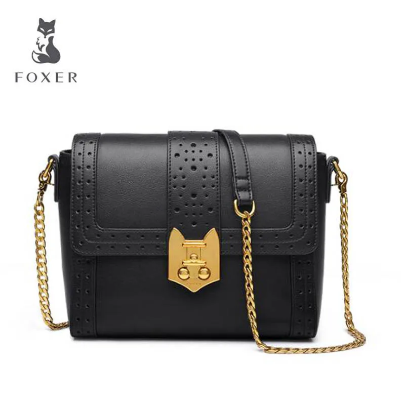

FOXER luxury fashion 2018 new chain bag lock buckle leather shoulder bag tide shoulder Messenger bag