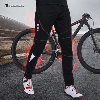 

Santic Winter Cycling Pants Men Cycling Windproof Fleece Thermal Cycling Bicycle Bike Long Pants S-3XL pantalon ciclismo C04004