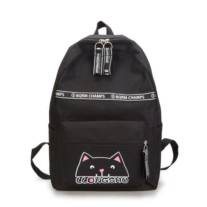 

Cute Candy Color Lovely Cat Women Canvas Backpack Japan Cartoon Printed Students Adolescent Girl Shoulder Bag Backpack Female