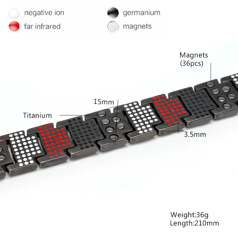 Vivari, Магнитный титановый браслет, мужской браслет, 4 в одном, отрицательный ион, германий, инфракрасный, модный, очаровательный браслет, ювелирное изделие, на запястье