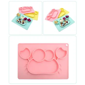 

Cartoon Baby Feeding Silicone Food Plate Bowl Kids Feeding Tray Tableware Accessories