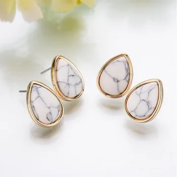 2017new fashion Feng Shui drop-shaped earrings Turquoise and white turquoise earrings let you choose  Is the best Christmas