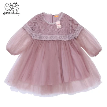

New summer lace Flower Baby Girl Princess tulle Dress long sleeve sweet Kids cute Baby Party Wedding Pageant Tutu Dresses
