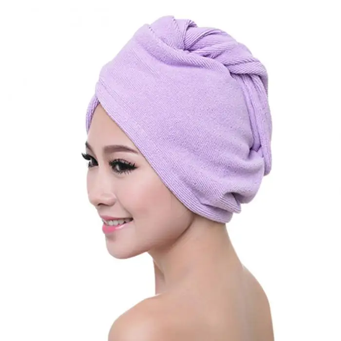 Высококачественная Модная женская шапка для быстрой сушки волос из микрофибры, одноцветная шапка для девушек и девушек, хорошо впитывающая воду сушильное полотенце