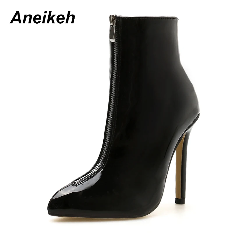 Dedo Moda Aneikeh Goma Mujeres red Pu Sexy Botas De Diario Con Tacones Popular Biack Mujer Tobillo Puntiagudas Delgada 2018 La Desgaste Las Cremallera nO7OrxqwXB
