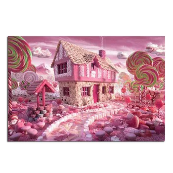 

Lollipop Castle 60x40cm Full drill diamond embroidery 3d diamond cross stitch fashion diamond mosaic pictures of rhinestones