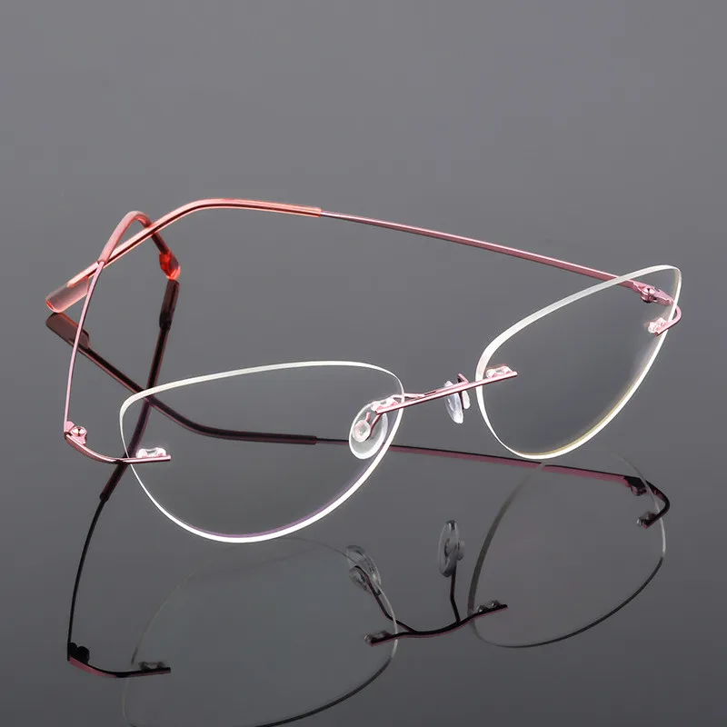 

Cat Eye Style Foldable Ultra-light Memory Titanium Alloy Rimless Myopia Eyeglasses Optical Glasses Frame Men Optics Eyewear