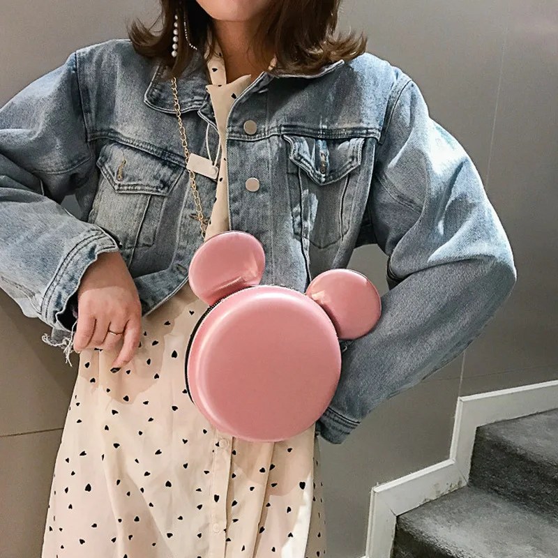 

Disney diaper bag princess lady bag shoulder women pu fashion bag messenger Mickey mouse cute round bag minnie
