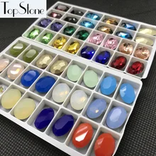 Grande preço slae k9 cristal vidro 13x18mm oval strass opala cores cobalto neve opala branco fantasia pedra misturada