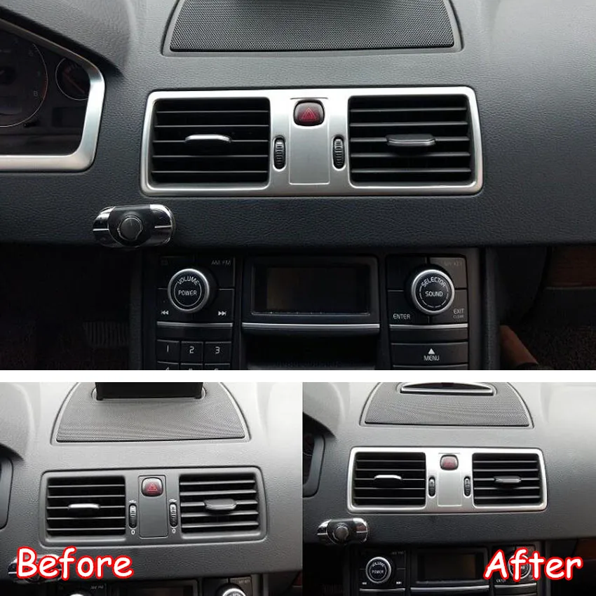

For Volvo XC90 2002-2014 Stainless Steel Car Central Dashboard Air Condition AC Vent Frame Trim Car Stickers Accessories
