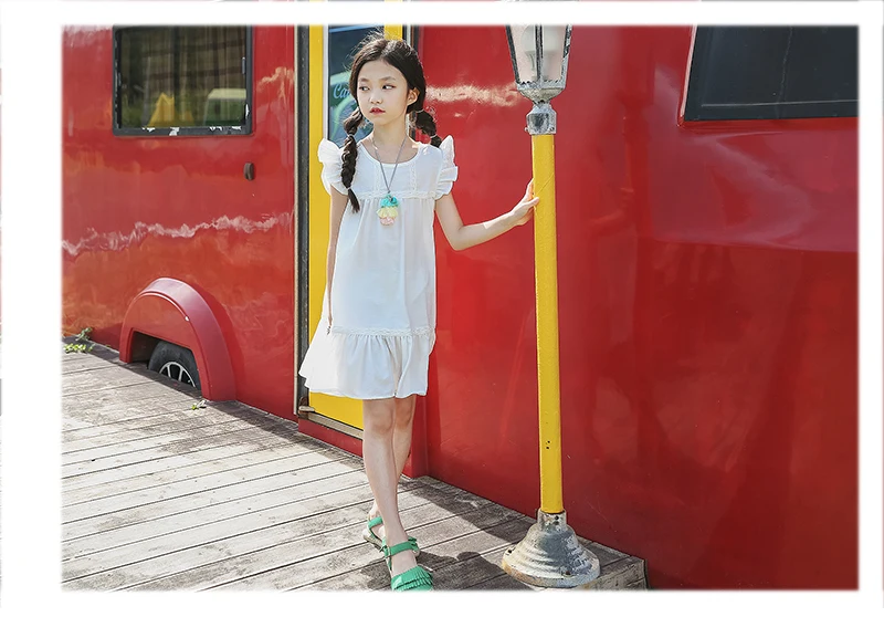 baby big girl dress kid petal sleeve knee length party dresses for girls clothes new 2018 white pink girls summer dress clothing (5)