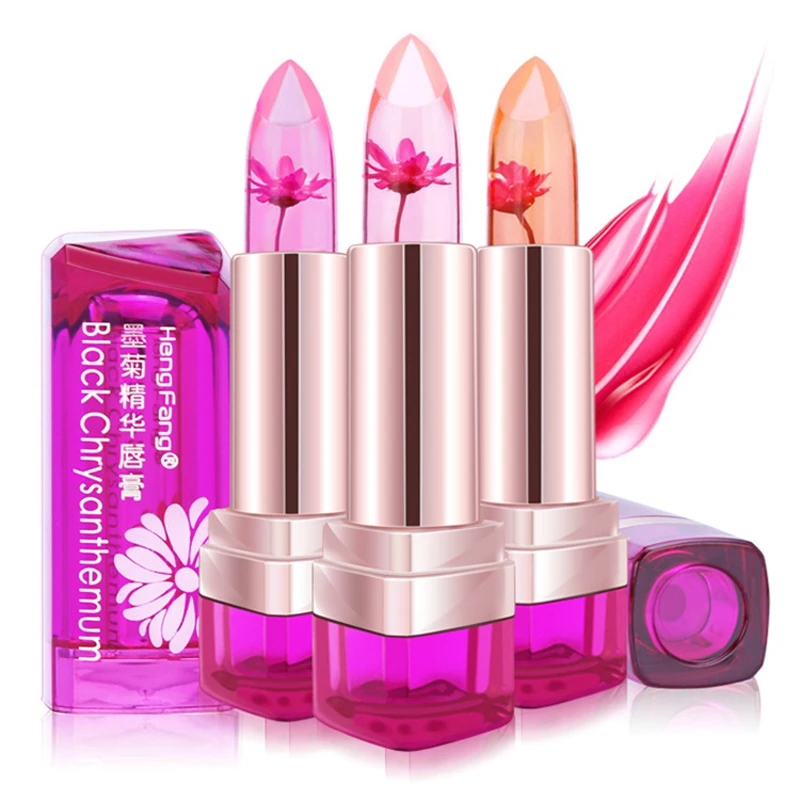 Hot 3Colors font b Flower b font Long lasting Waterproof Lipstick Temperature Change Magic Color Lip