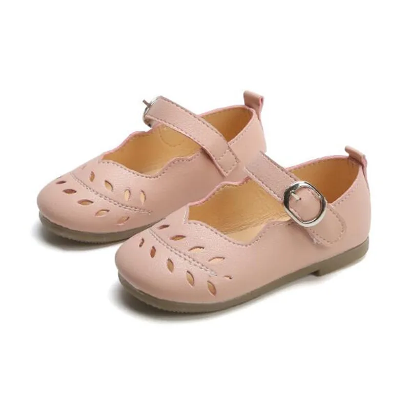 Новые детские кроссовки для детей весна/осень детская кожаная обувь принцессы черного цвета с мягкой подошвой; обувь для девочек Туфли без каблуков 041 - Цвет: Розовый