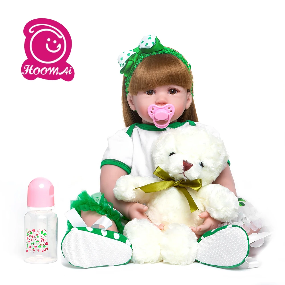 

Big 24" 60cm Size Reborn Girl Baby Doll Toys Reborn with Long hair Realistic Baby Dolls Birthday Gift Play House Toy