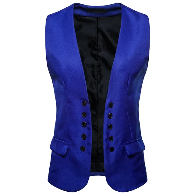 Fashion Royal Blue Suit Vest Men 2018 Brand New Double Breasted Dress