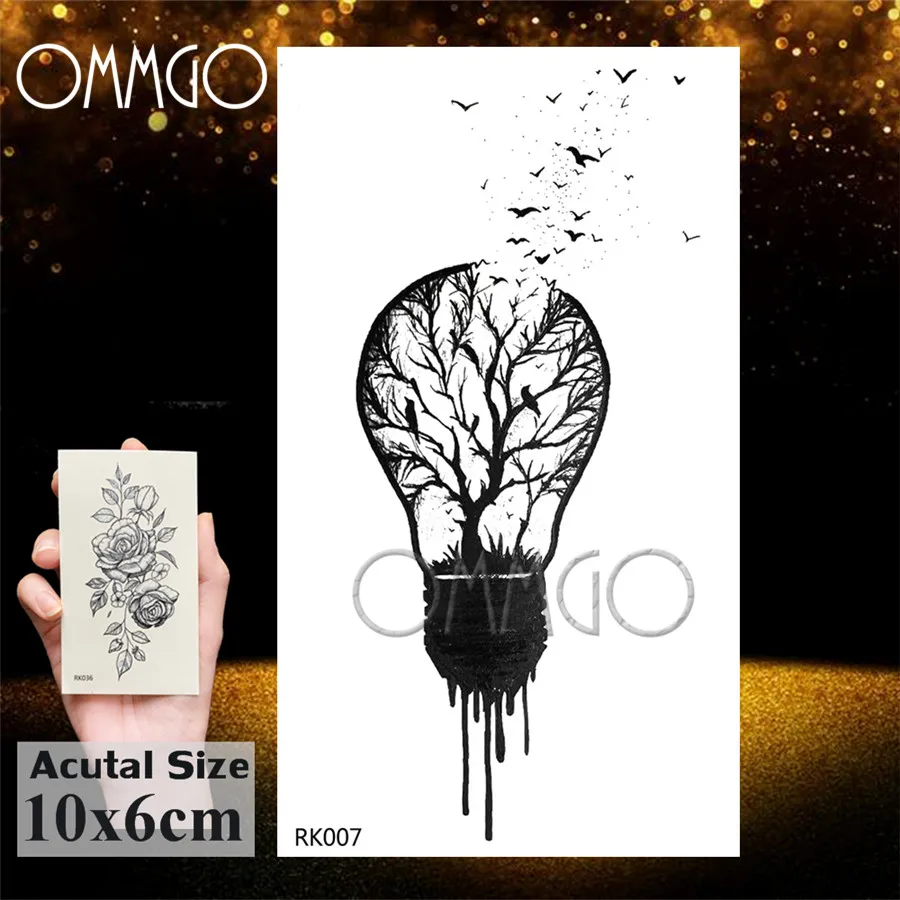OMMGO геометрические круглые горные леса Временные татуировки стикер черный