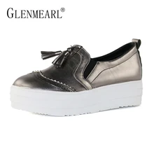 Модные женские лоферы; обувь на плоской платформе; Женская Весенняя повседневная обувь на толстом каблуке; женские брендовые кроссовки размера плюс; обувь на плоской подошве