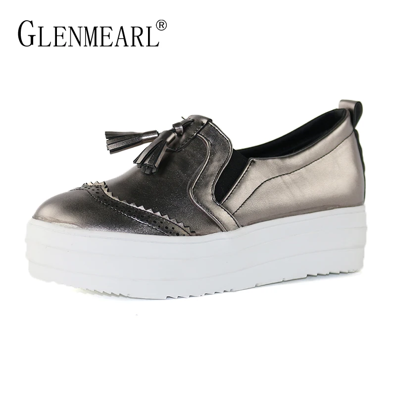 

Fashion Women Loafers Flat Platform Shoes Woman Thick Heels Spring Casual Shoes Female Brand Plus Size Women Sneakers Flats DE