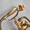 Retro Style Brass Bath Shower Faucet Set Dual Knobs Wall Mounted Bathtub Mixers with Handshower Swive Tub Spout ► Photo 3/6