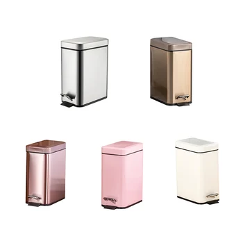

Pedal Bin Household Trash Can Mute Stainless Steel Kitchen Trash Bin with Liner HFing