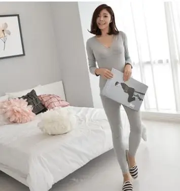 Maternity Breastfeeding Suits 2019 Autumn Winter V-neck Nursing Tops+pants 2pcs Set Lactation Clothes for Pregnant WomenSH-243