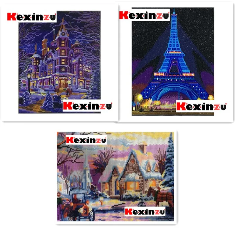

kexinzu LED Light Full Round Drill 5D DIY Diamond Painting 3D Embroidery Mosaic Cross Stitch 5D Decor Gift 30x40cm