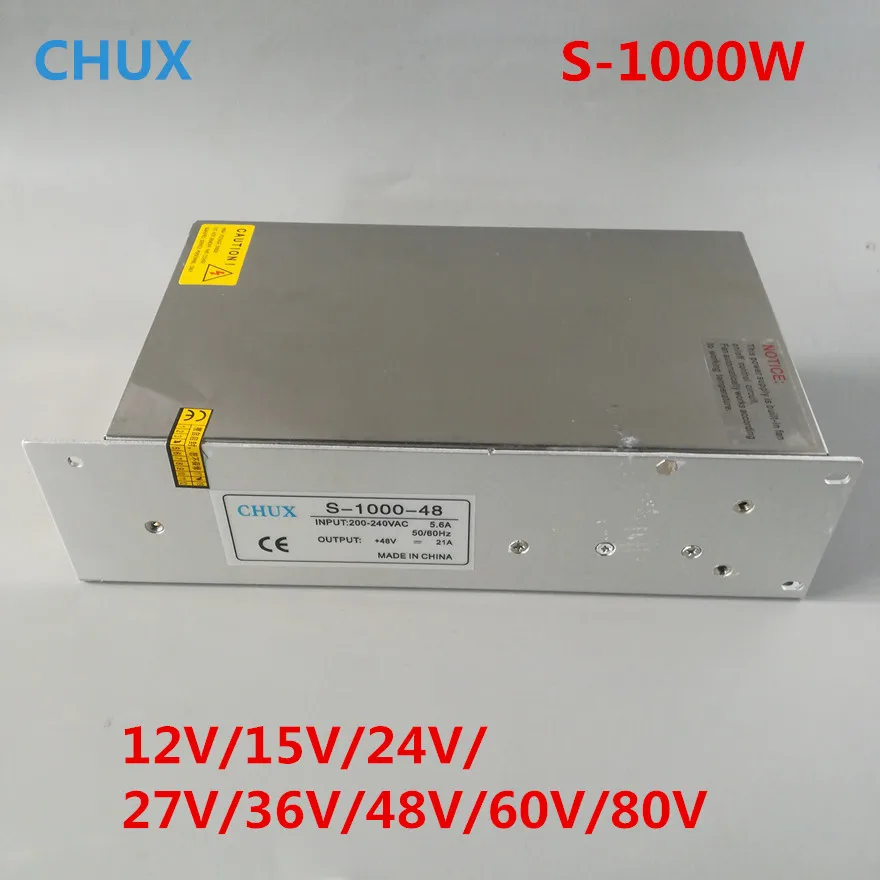 

80V 60V Switching Power Supply 1000W 12V 15V 24V 27V 36V 48V Single Output ac dc converter for Led Strip,AC110V/220V Transformer