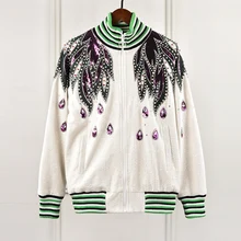 Роскошная дизайнерская брендовая куртка для женщин, тяжелая бейсбольная форма с вышитыми блестками и бисером