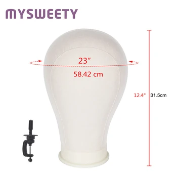 

23 inch Training Mannequin Head Canvas Block Head Display Styling Mannequin Manikin Head Wig Stand with Free Desk Holder