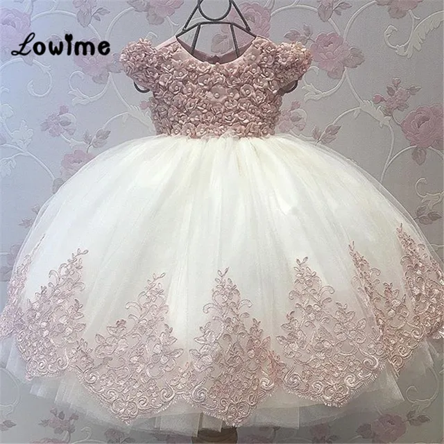 Little Bride Puffy Pink Lace First Holy Communion Flower Dress Little Bride Puffy Pink Lace First Holy Communion Flower Dress Kids Beauty Pageant Ball Gowns