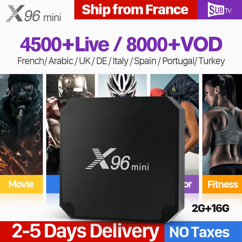 X96 Mini France IPTV Receiver Android 7.1 2GB 16GB Wifi 4K Support Arabic Belgium France Portugal Turkey Italia IP TV           