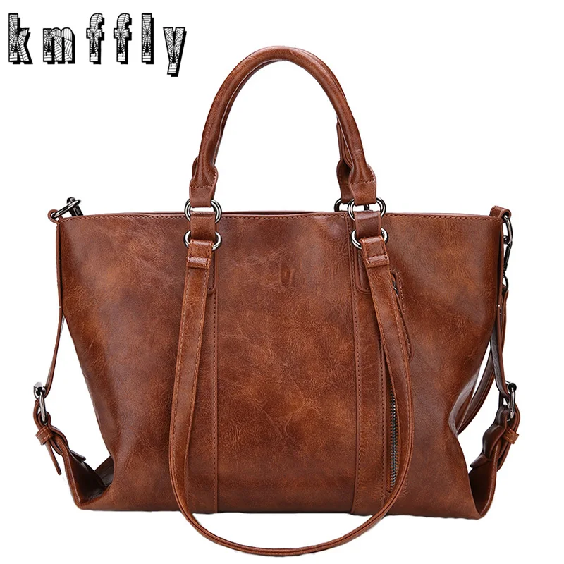 

KMFFLY 2018 New Women Bag Designer Vintage Pu Leather Large Women Messenger Bags Designer High Quality Casual Shoulder Tote Bag