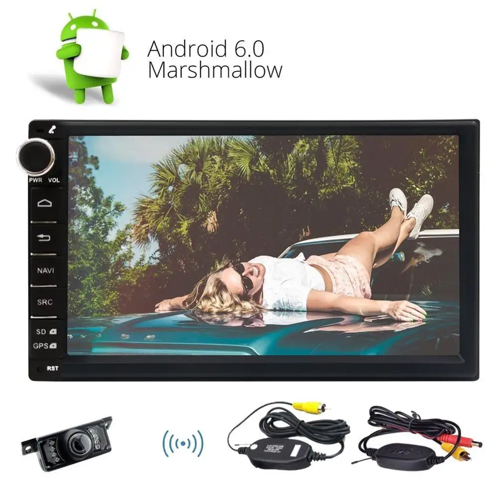 

Android 6.0 Head Unit Car Stereo Car GPS Navigation 7'' Car Radio Bluetooth WIFI Mirror Link SWC Quad Core AM/FM+Wireless Camera