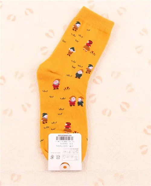 Женские носки из хлопка с изображением Белоснежки и гномов в стиле ретро, художественные носки с принтом в стиле фермерского дома, женские носки принцессы - Цвет: 1