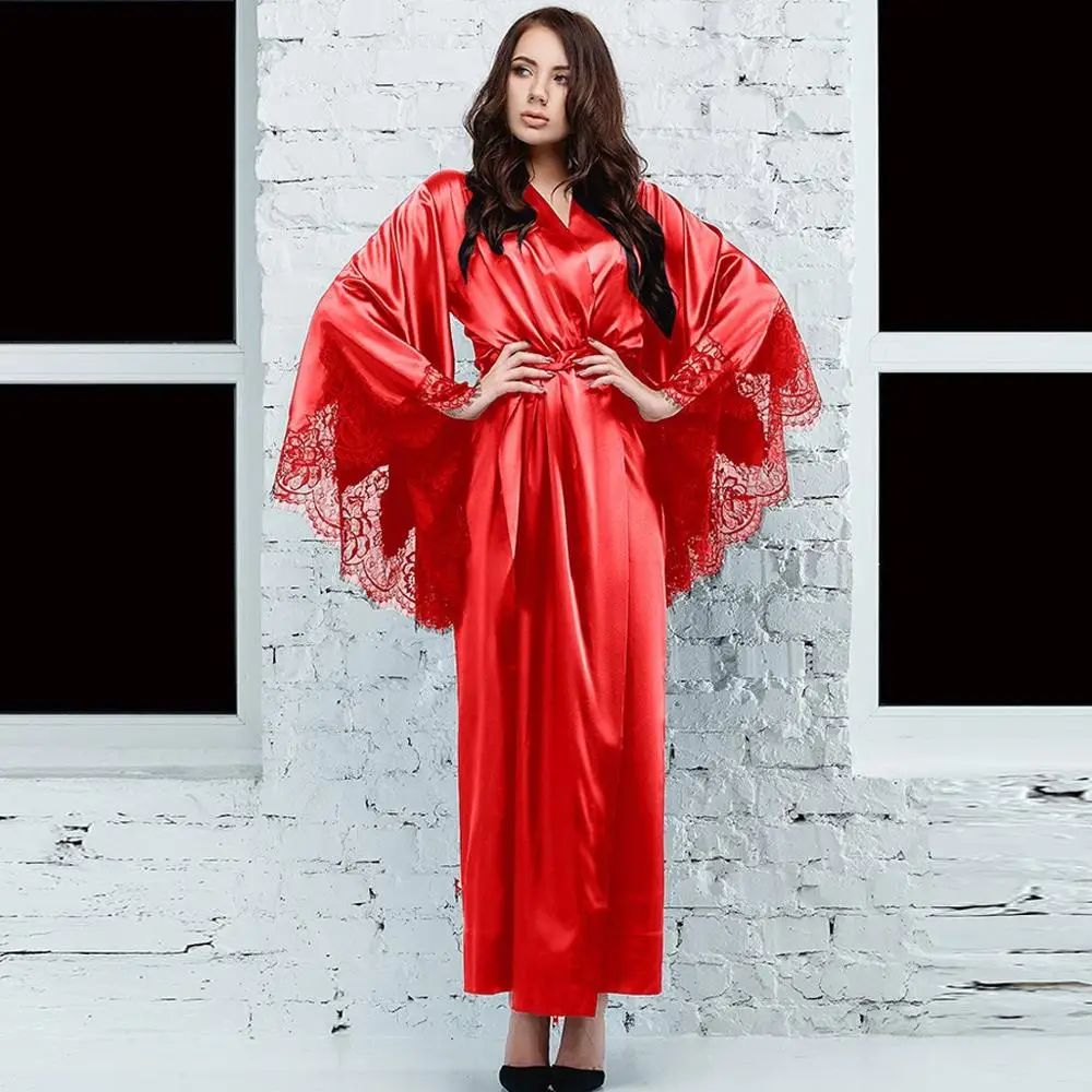 red satin night gown