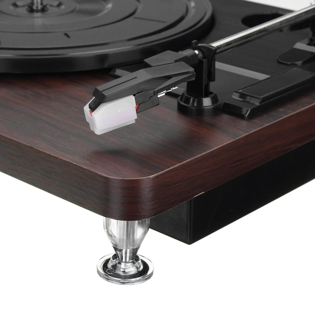  Wood Color Record Retro Player 33RPM Portable Audio Gramophone Turntable Disc Vinyl Audio RCA R/L 3