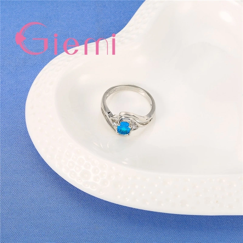 Оригинальные 925 пробы серебряные-ювелирные изделия Уникальные геометрические кольца блестящий синий кристалл для женщин украшение для пальцев