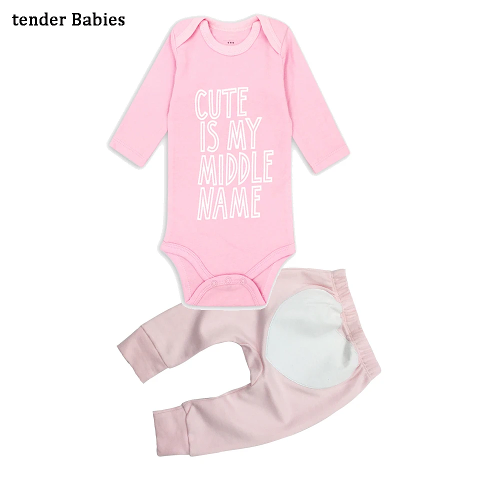 

2pcs/lot Baby Girls boys Clothes Newborn Toddler Infant Autumn/Spring Cotton boys Baby Rompers+ Baby Pants Baby Clothing Sets