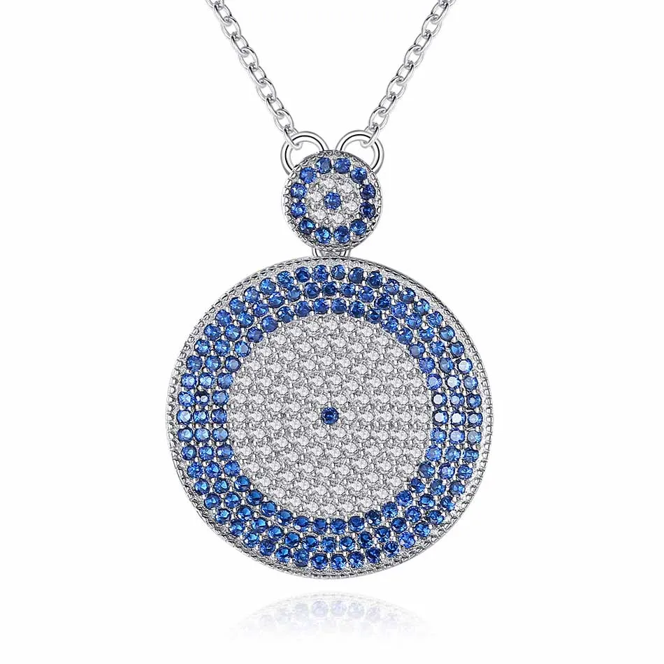 BELAWANG, винтажное 925 пробы Серебряное ожерелье, новая мода, длинная цепочка, кристалл, счастливый глаз, подвеска, ожерелье для женщин, ювелирное изделие