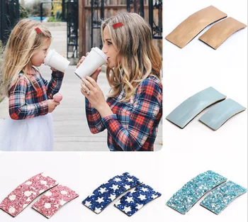 

MengNa 72pc=36 pair Girls Leather Hairpins,,Kids Glitter Bobby pins Mommy and Me Hair Accessories,14 color choose