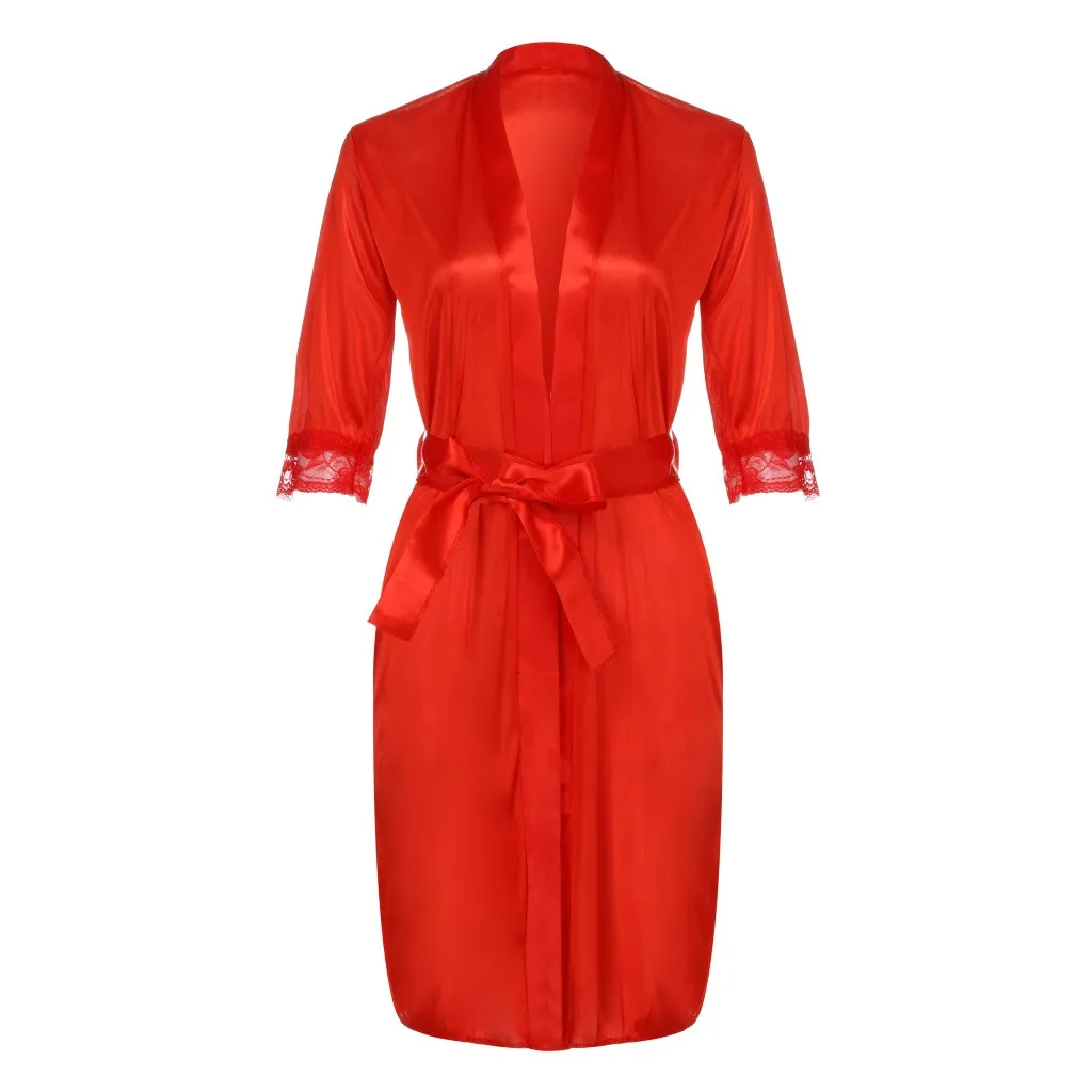 

KLV 2019 NEW FASHION HOT Women Ladies Sexy Lace Silk Underwear Lingerie Sleepwear Nightdress Robe Dress Free Ship #Z5