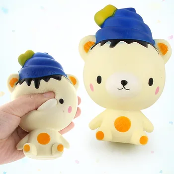 

Hot Sale 13cm squishy soft blue sky ice cream bear doll Soft slow springback squishy ice cream bear bread pu toys gift